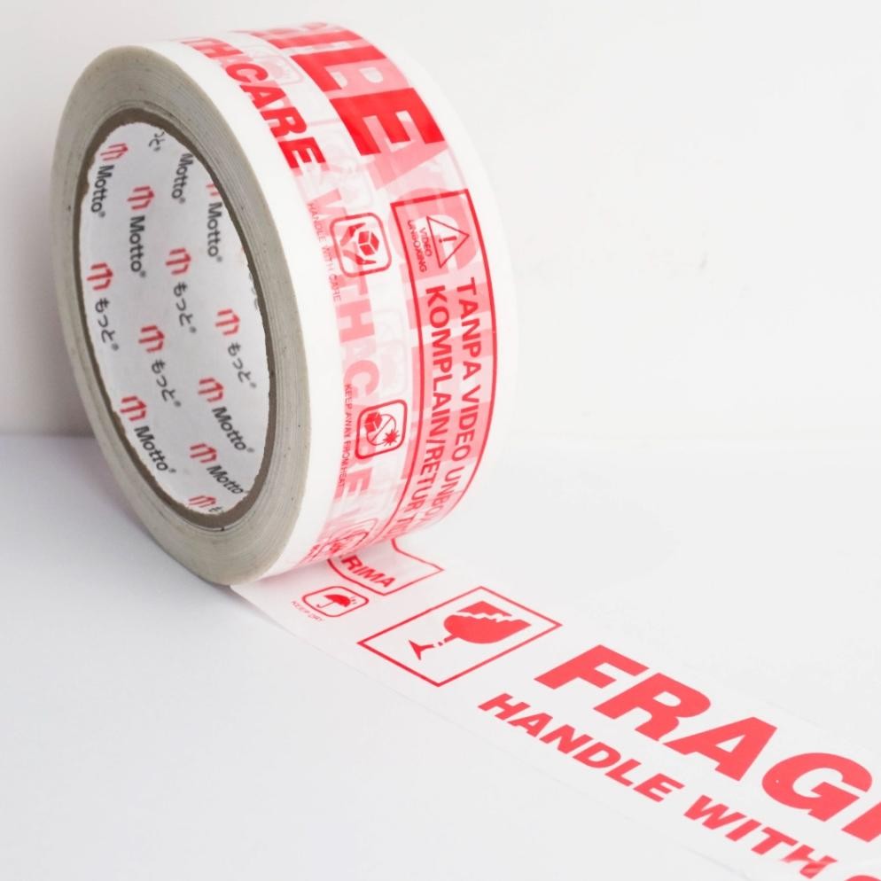 

Lakban Fragile Unboxing 45Mm X 60 Yard Putih - 1 Slop 6 Pcs/Roll - Motto Tape