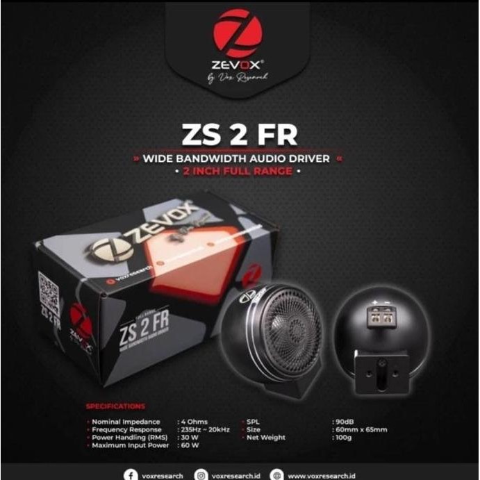 Speaker Fullrange / Full Range Zevox ZS 2 FR by Vox Research - Dinasti Audio