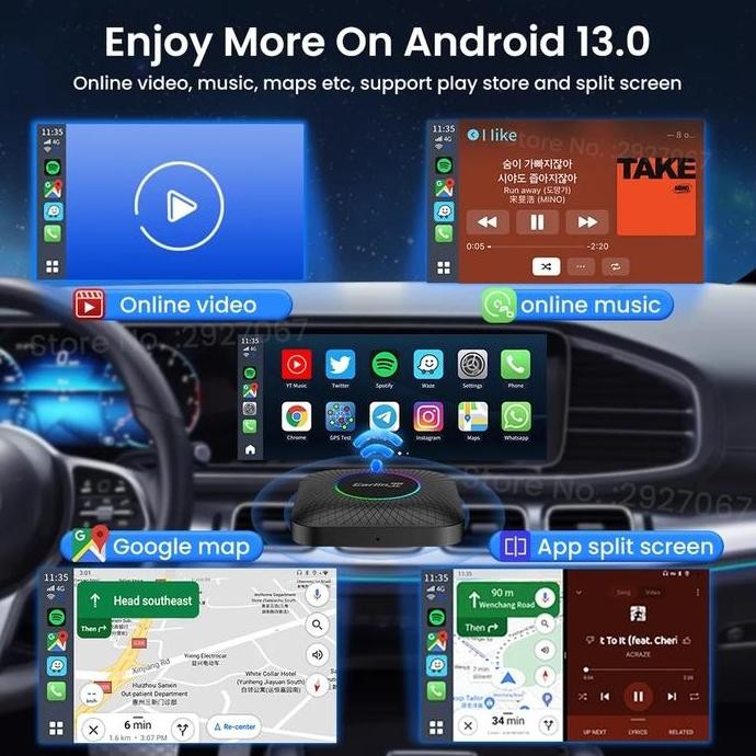Carlinkit Ai Box Android 13 Ambient Led SDM660 Octa Core Wireless