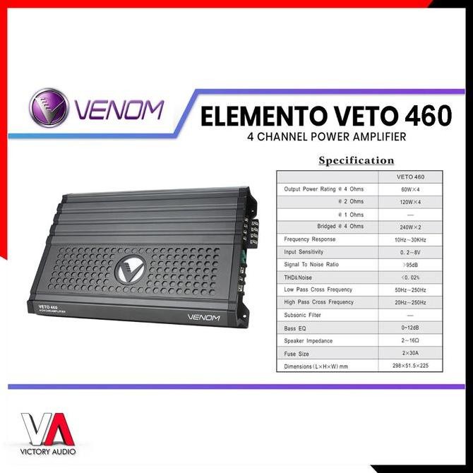 Power Amplifier 4 Channel Audio Mobil VENOM ELEMENTO VETO 460 ORINAL
