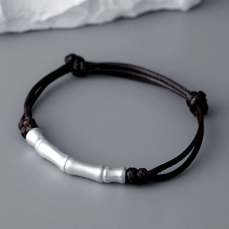 Gelang Simpul Bambu Perak Murni untuk Pria dan Wanita 999Gelang Keberuntungan Vintage Perak Murni Su