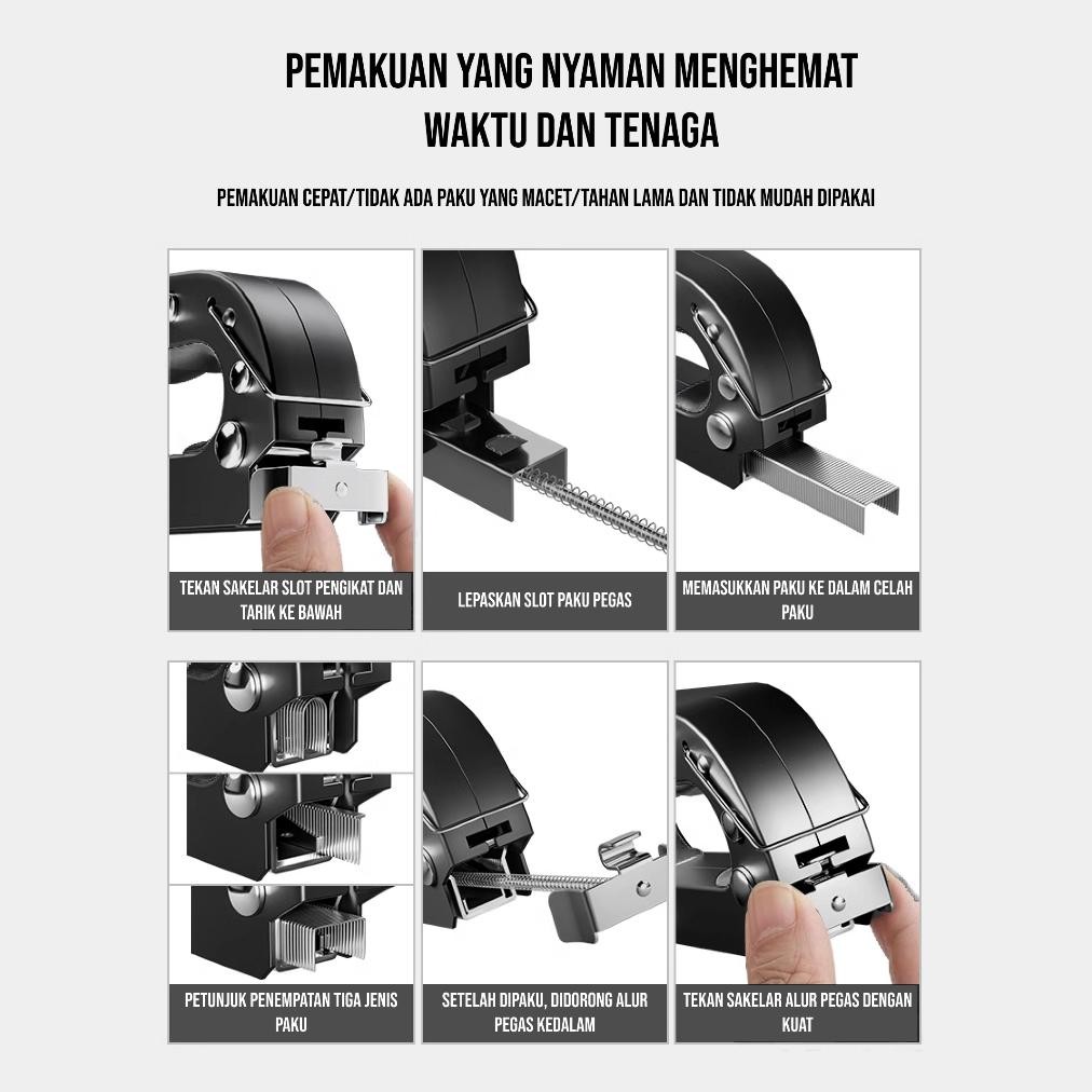

CUTA Staples Gun 3 in 1 Chromium Staples Tembak Hekter Tembak Gun Tracker Staple Tembak Stapler