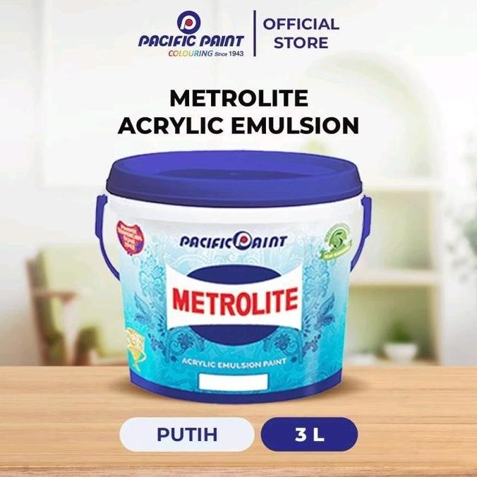 Cat Metrolite Putih Cat Interior Dinding, Plafon 5Kg  ( Isi 3L ) 5Kg Paint Co
