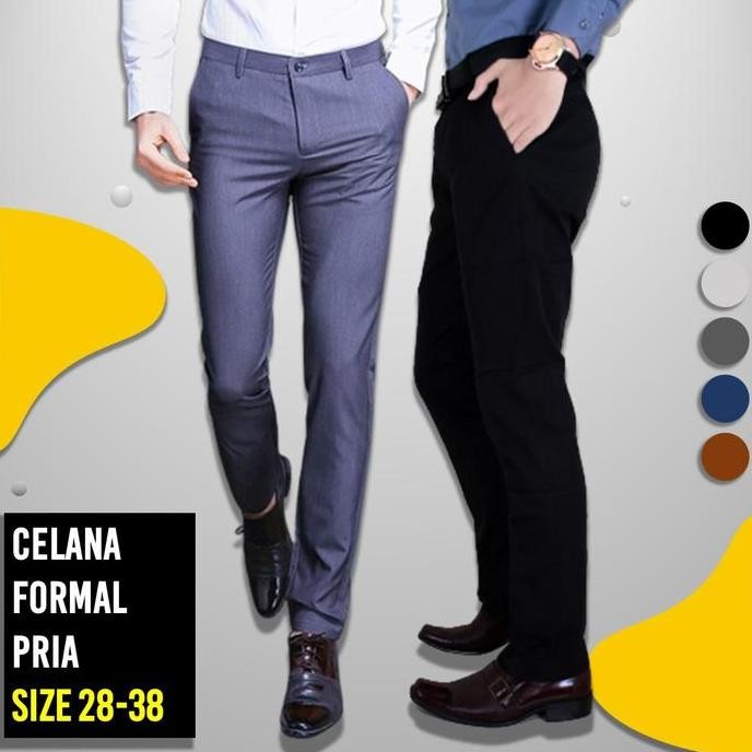 Celana Kerja Pria Slim Fit Katun Coklat Tua CLN 781