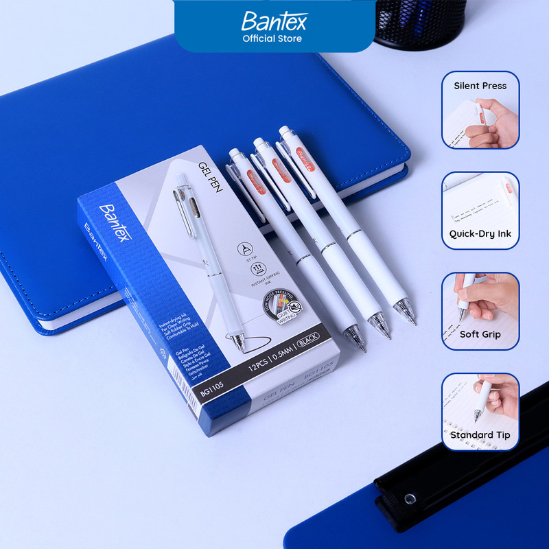 

Bantex Pulpen Pena 0.5 mm / Gel Pen Tinta Cepat Kering Suara Klik Rendah Pegangan Nyaman BG1105