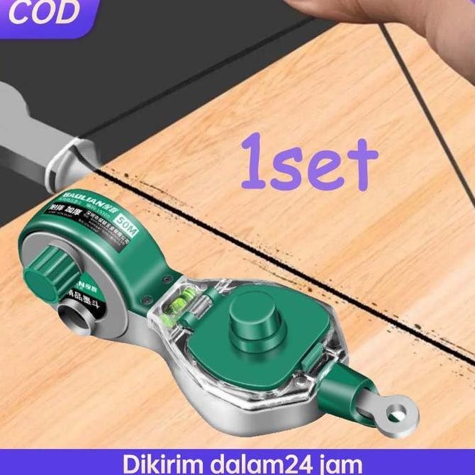 50M Sipatan Tinta Benang Marking Tool Lot Benang Tarikan Benang Penggaris Benang Alat Sipatan Tinta 
