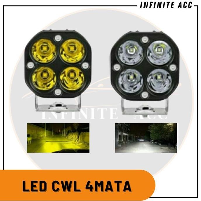 Lampu Tembak Mb4 Led Cree Cwl 40Watt 4 Mata Putih Kuning Mobil Motor Premium