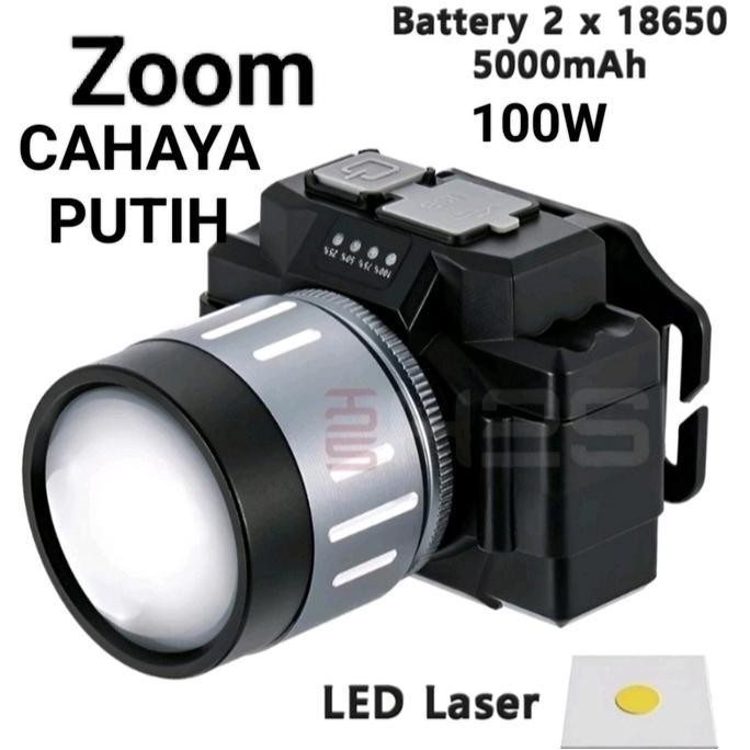 Senter Zoom 100 Watt Teleskop Led Fokus - Senter Kepala Zoom Maxpower New Stok