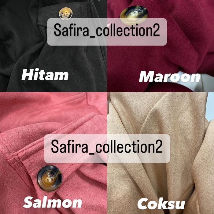 FSF Monza Long Blazer | Bahan Suede Jaket Panjang Wanita Oversize Lembut Zipper