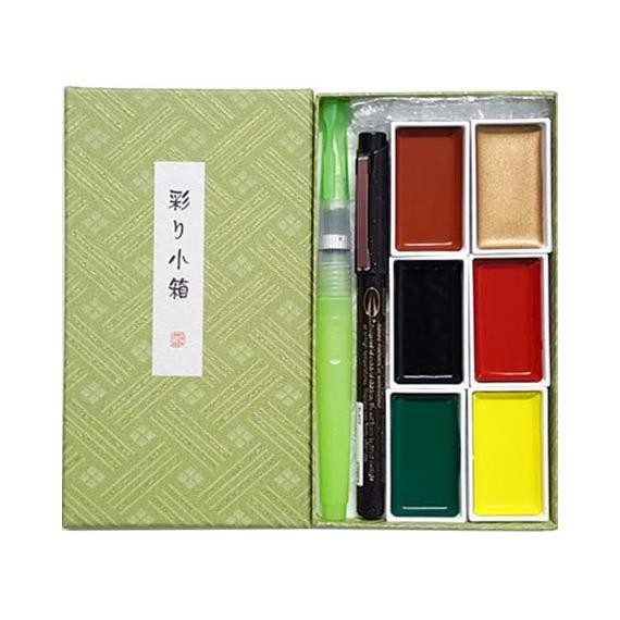 

Watercolor Irodori Kobako Green Gansai Tambi 6 Colors