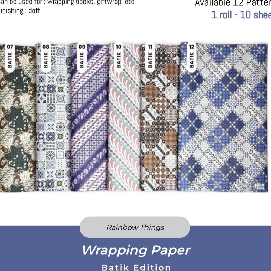 

10Lbr Kertas Kado Sanwa Motif Batik Uk. 63.5 X 49.5 Cm