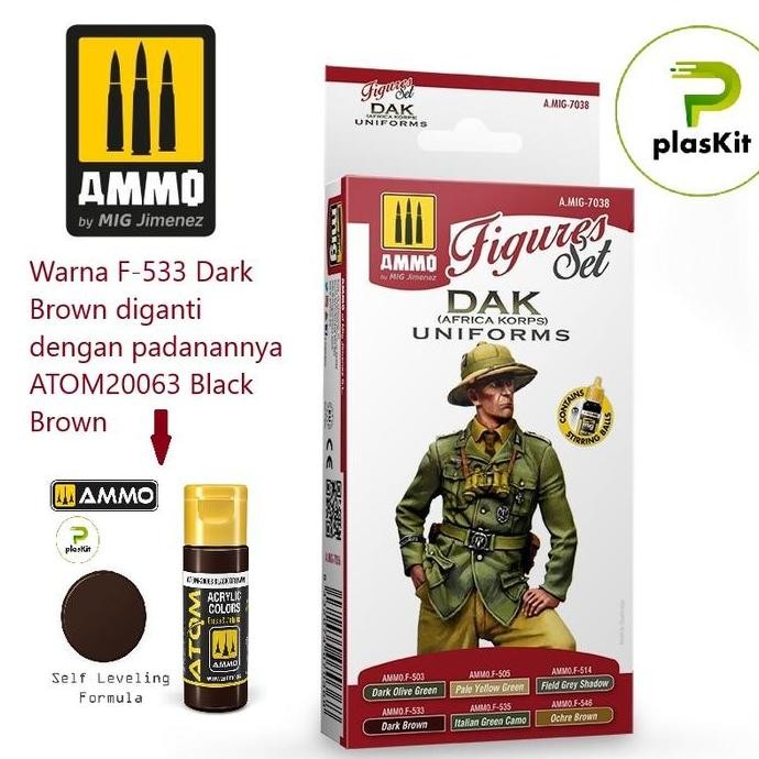 

TERBARU! AMIG7038 : DAK Figures Colors Set (isi 6 btl @ 17ml) - AMMO Acrylic Paint Set