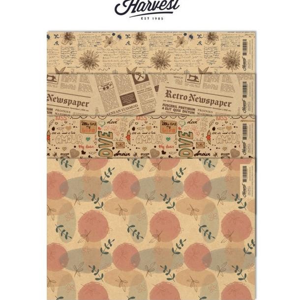 

Kertas Kado Harvest Wrapping R Brown Kraft Fancy Paket Isi 4