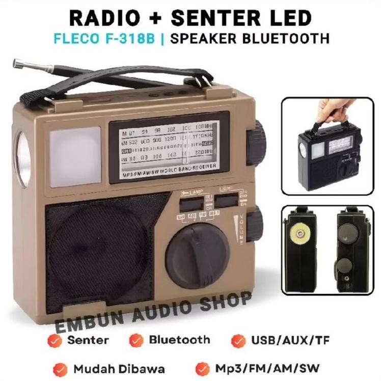 Fleco Radio Jadul F318B Bluetooth Senter Led Emergency Fleco F318B Fmamswtf Usb Radio Bluetooth Radi