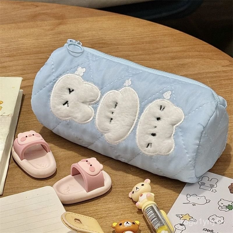 

Cartoon Three Little Embroidered Pencil Case Student Large Capacity Girly Stationery Storage Bag ins High-Quality Makeup Bag NEZ2