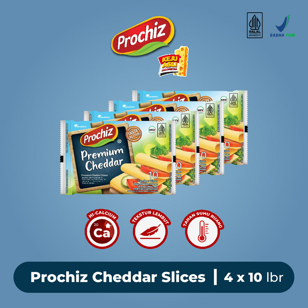 

Keju PROCHIZ Cheddar Slice 10's x 4