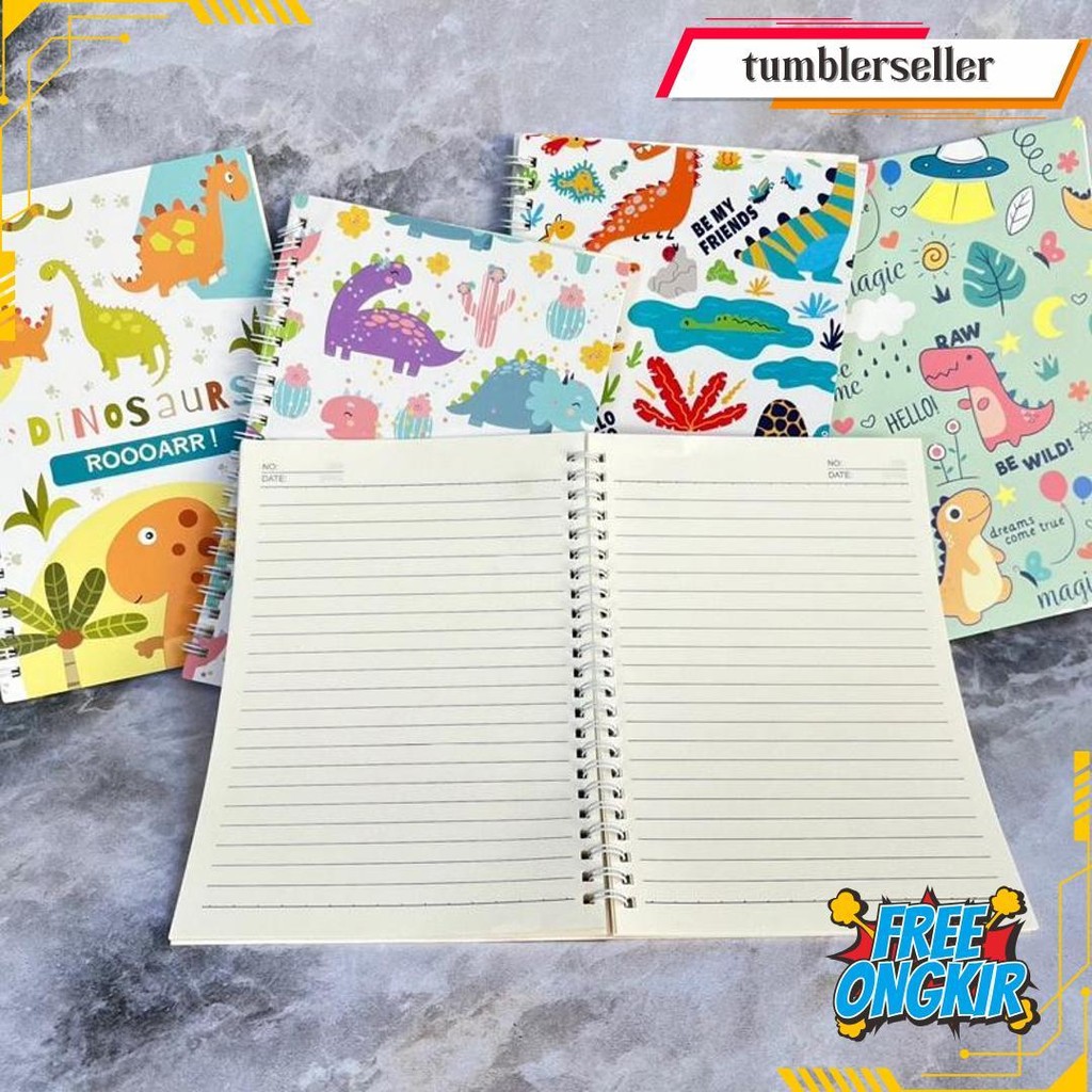 

Buku Ring A5 Karakter Dino Dinosaurus Notes Binder Tulis Karakter Lucu Tulis Original Produk