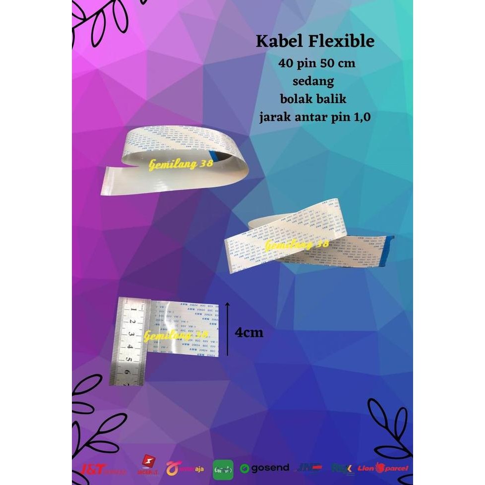DB16 >> Kabel Flexible 40 pin AWM 20624 50 cm BOLAK BALIK Flat Cable SDG