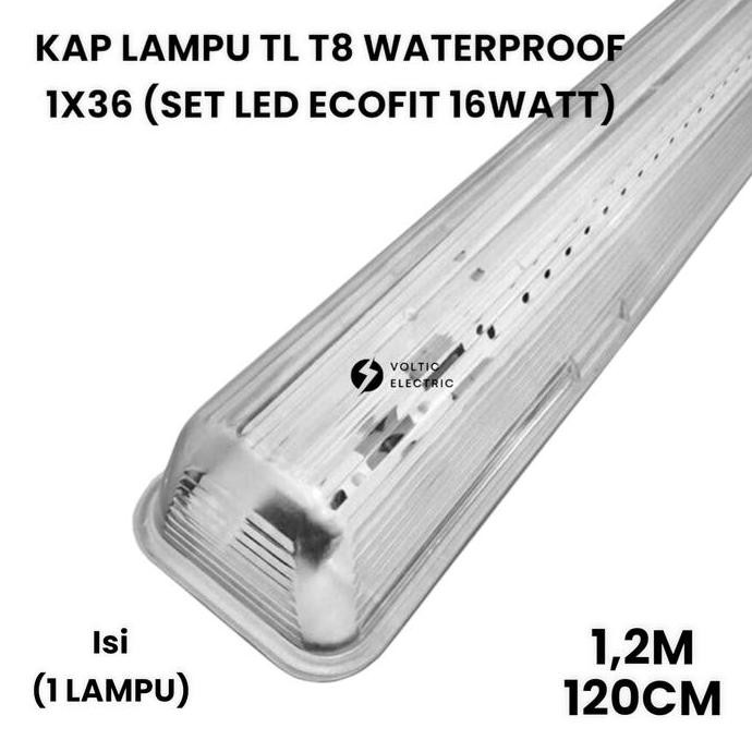Kap Lampu Tl Waterproof 1X36 Ip65 Set Lampu Philips Led Ecofti 16 Watt 120 Cm New Stok