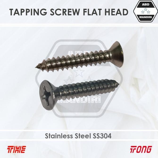 Ss304 Skrup Jf Fh Stainless #6 X 3/4 (Tapping Screw Fab) #6X3/4 Jumlah 1.400Pcs