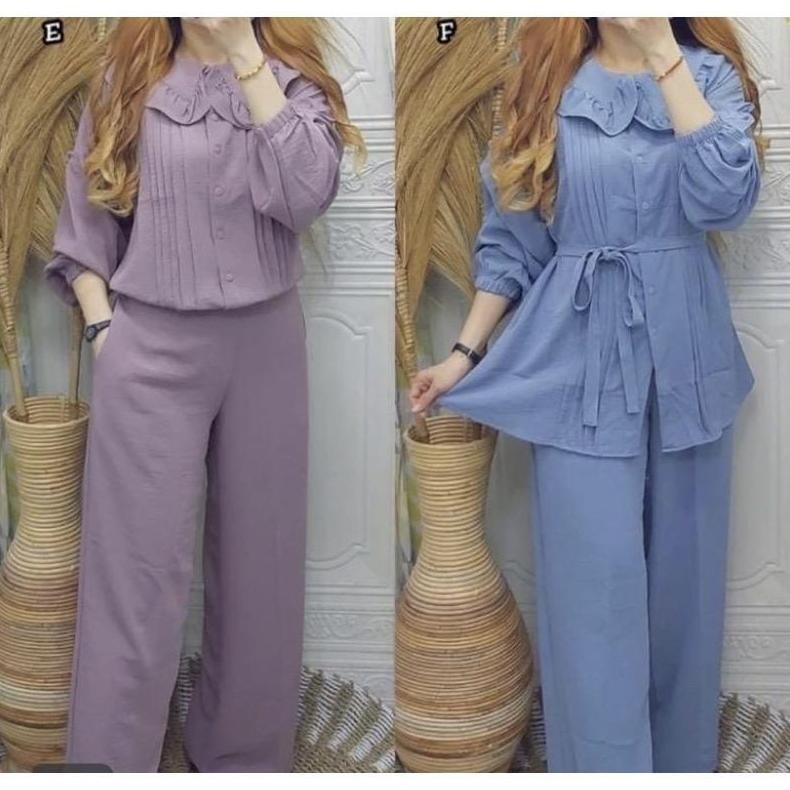 Bagus MEMO SET FREE TALI SETELAN CRINKLE LD 110 ONE SET POLOS SETELAN POLOS SETCEL CRINKLE SETELAN T