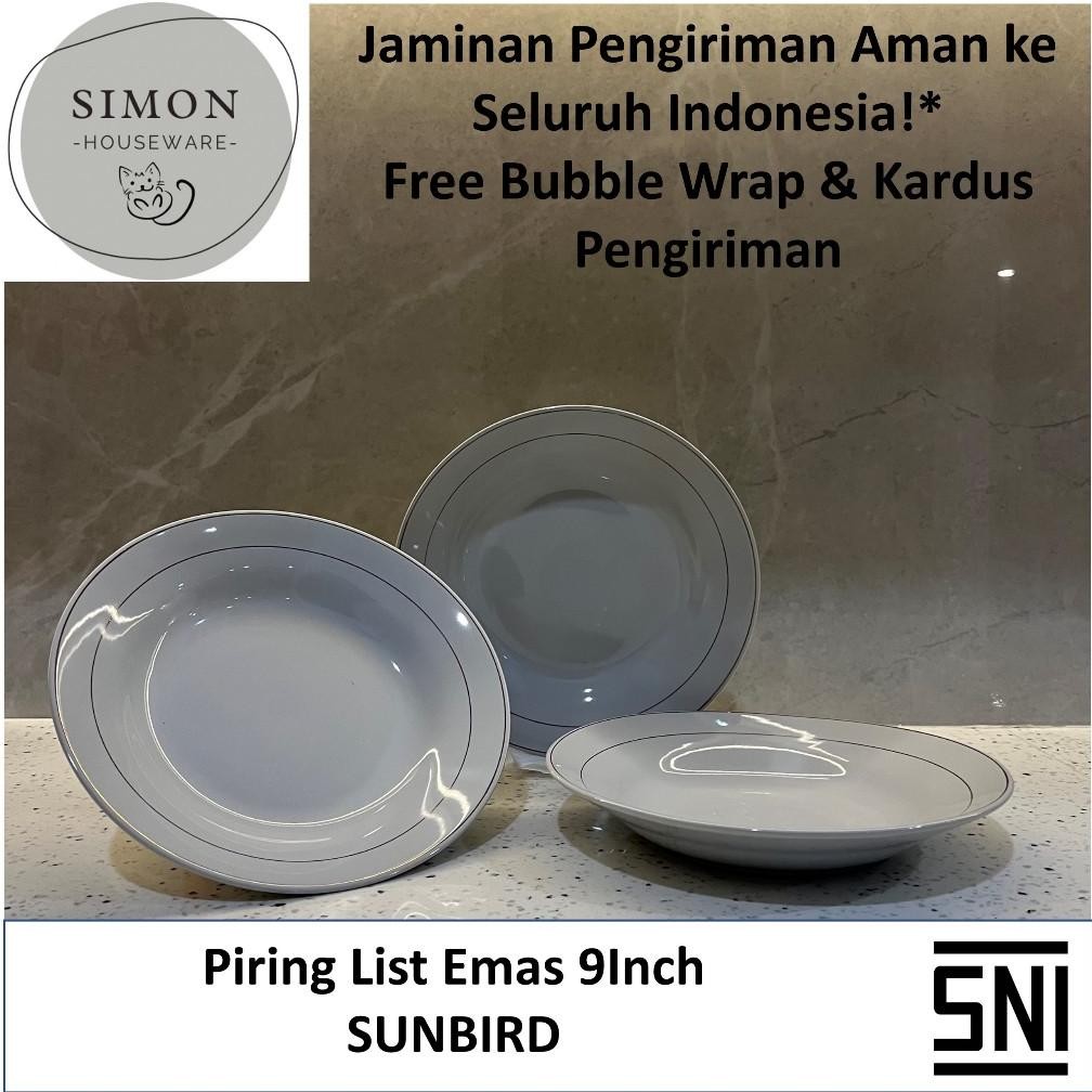 Bisa Cod Piring Keramik Sunbird List Emas 9 Inch Indonesia ||