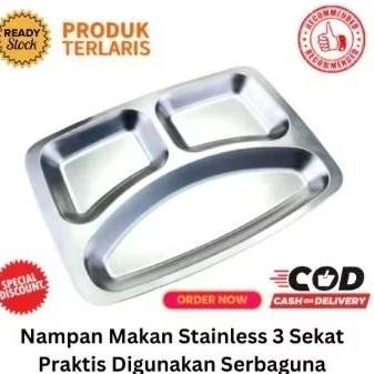 Bisa Cod Piring Penjara/Piring Stainless Sekat 3 / Piring Kantin Mestray 3 Sekat Tempat Makan Tray |