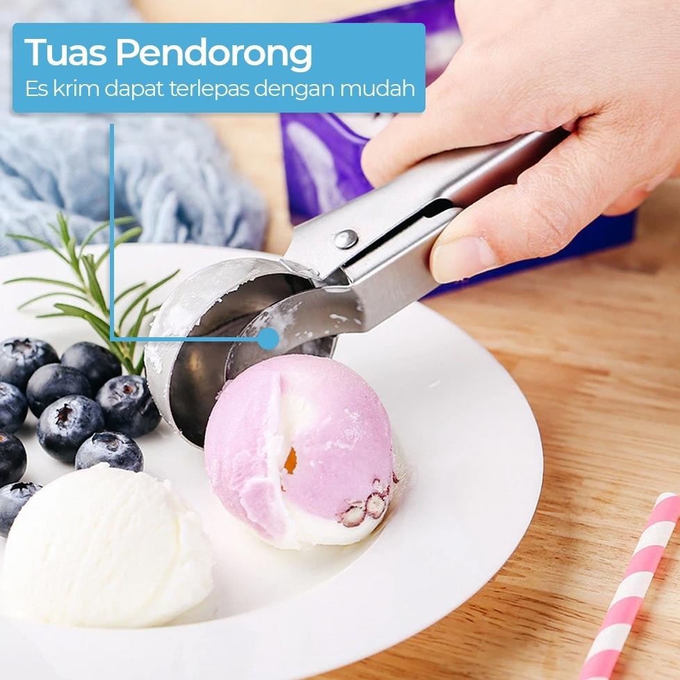 Bisa Cod One Two Cups Sendok Scoop Es Krim Dan Buah Stainless Steel 47Mm Sendok Es Krim Porsi Es Kri