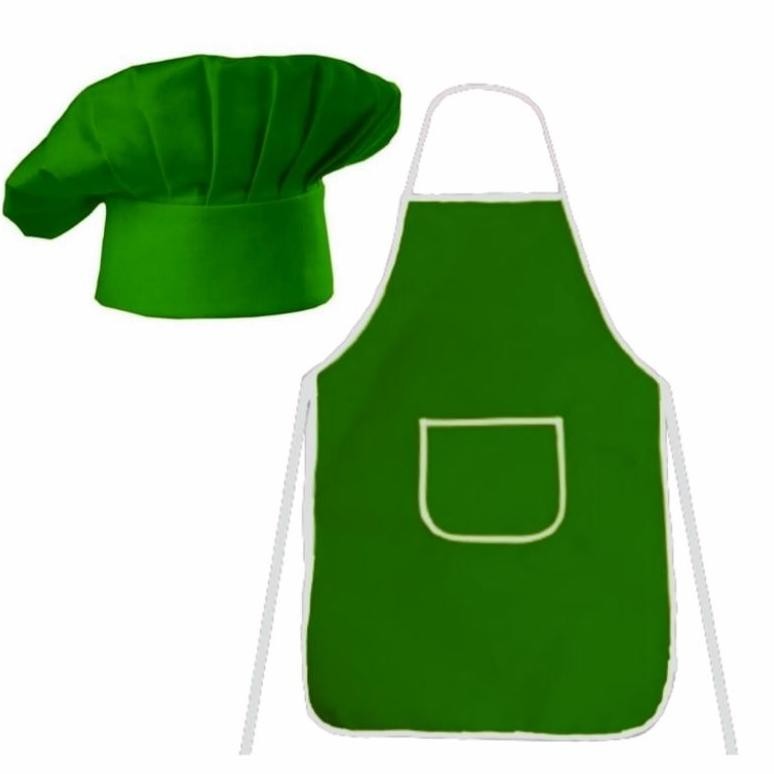 Bisa Cod Celemek Dan Topi Chef Dewasa Polyester Unisex ||