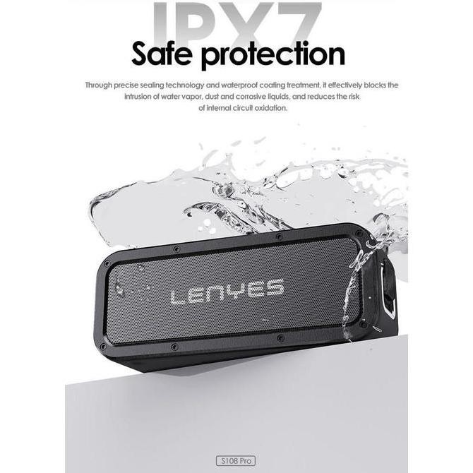 Lenyes Speaker Bluetooth Tws V5.3 Waterproof Ipx7 40Watt Hifi Stereo Bass Equalizer S108 Pro