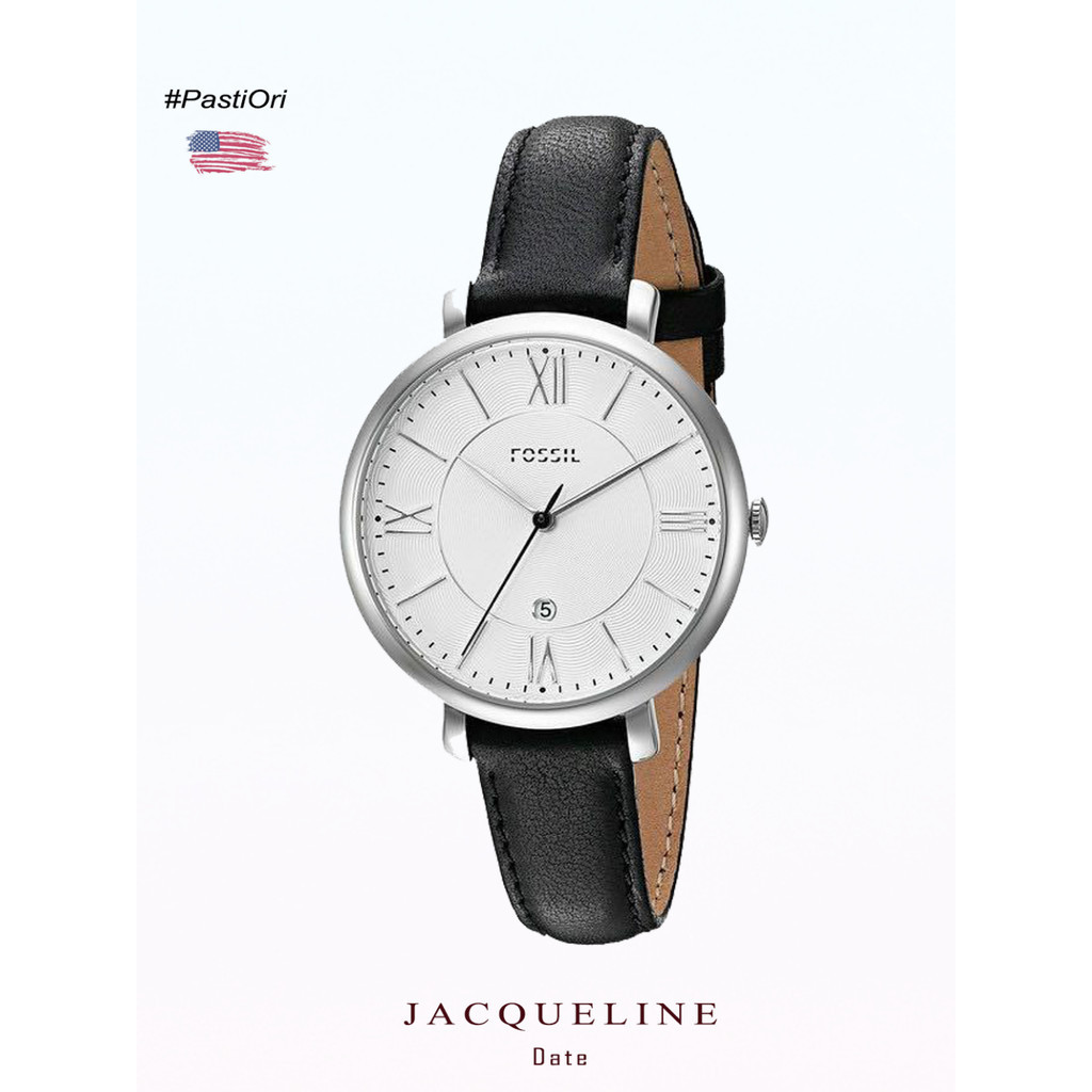 Jam Tangan Wanita Minimalis Jacqueline Black Leather Strap  36mm