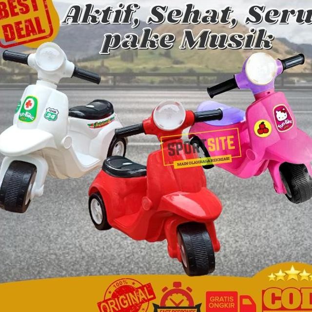 Vespa Musik Fun Bike Mini Mainan Anak Sepeda Motor Scooter Roda Ta 3