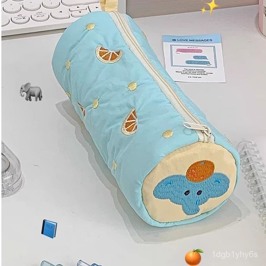 

Sitting Mountain Guest Little Flying Elephant Blue Pencil Case Cute Stationery Box Storage Bag Portable Large Capacity Stationery Bag Student Style E6ZI