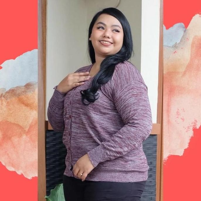 CARDIGAN RAJUT WANITA SUPER JUMBO LD 120-130