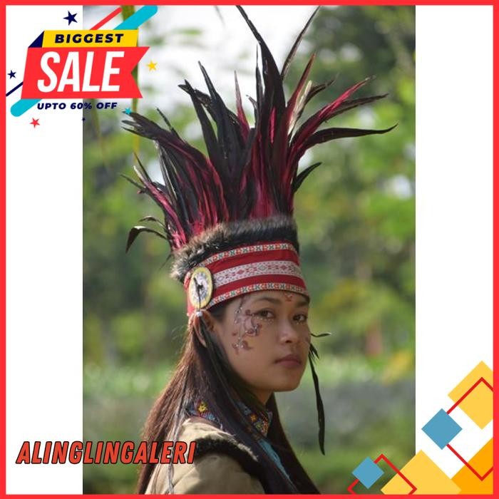 TOPI PAPUA - TOPI ADAT IRIAN AYAM BILABONG MERAH HITAM UNTUK PAWAI DAN KARNAVAL BEST PRODUK