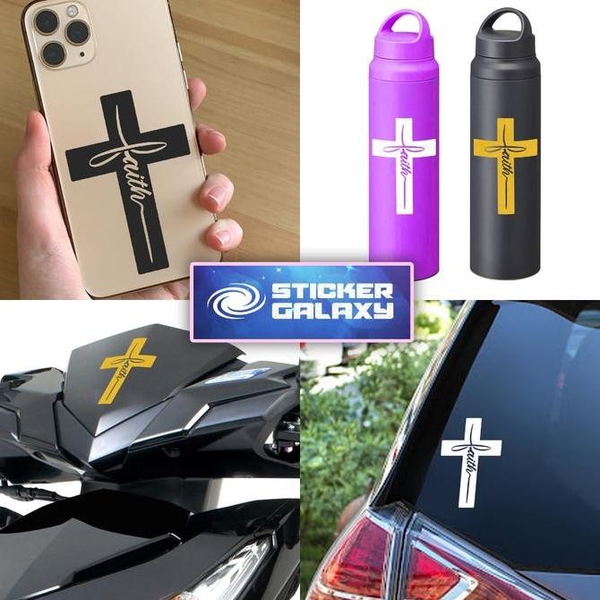 

DF257>> FAITH CROSS vinyl sticker WATERPROOF for phone laptop pc case tumbler flasks car motor helmet mug