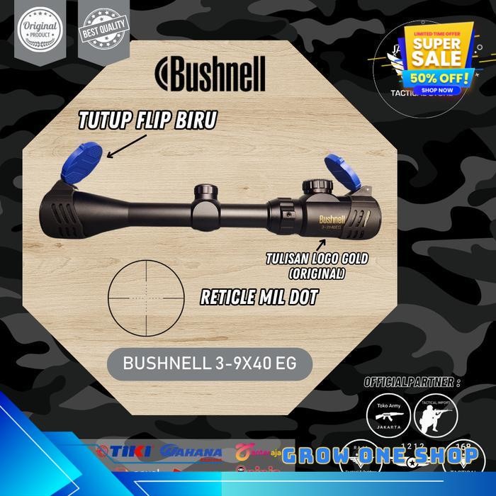 BUSHNELL TELESKOP 3-9X40MM EG TELESCOPE 3 LAMPU ORIGINAL IMPORT KUALITAS TERBAIK COCOK UNTUK UNIT LA