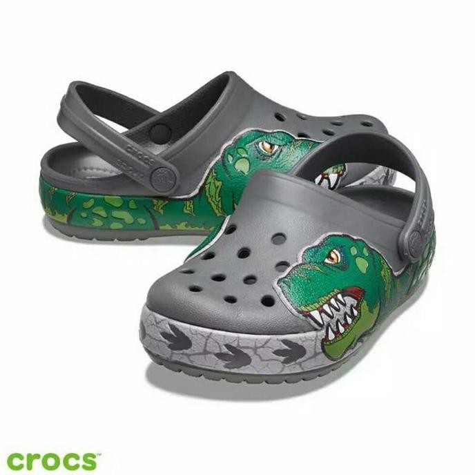 Promo Sandal Crocs Anak Led Crocslight Dinosaur Original Junior Termurah