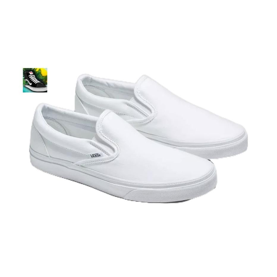 Kendjo Sepatu Pria Slip On Classic Full White Kasual Nbib Sepatu Wanita Slip On Kasual Putih Polos Q
