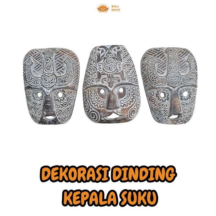 *****] Dekorasi Dinding Kepala Suku Antik - Pajangan Dinding Suku Asmat - Patung Suku Asmat Kayu