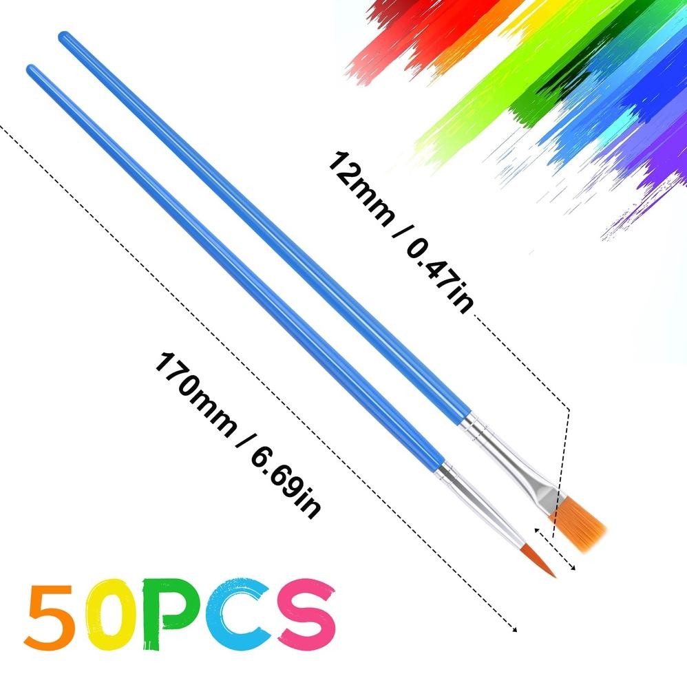 

Big Sale 50Pcs Kuas Lukis Akrilik Bulu Nilon Cat Air / Minyak Set Paintbrush Ujung Pointed Dan Flat - Artist Paint Brush Big Sale