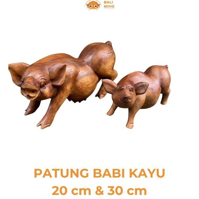 best produk] Patung Babi dari Kayu 20 cm & 30 cm - Patung Babi Hutan Kayu - Patung Kucit Kayu - Patu