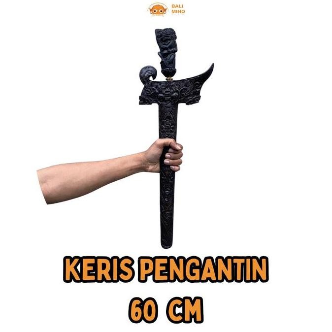 Produk Unggulan] Keris Pengantin Kayu sono Jumbo 60 cm - Keris Ukir Jumbo - Keris Bali Ukir - Keris 