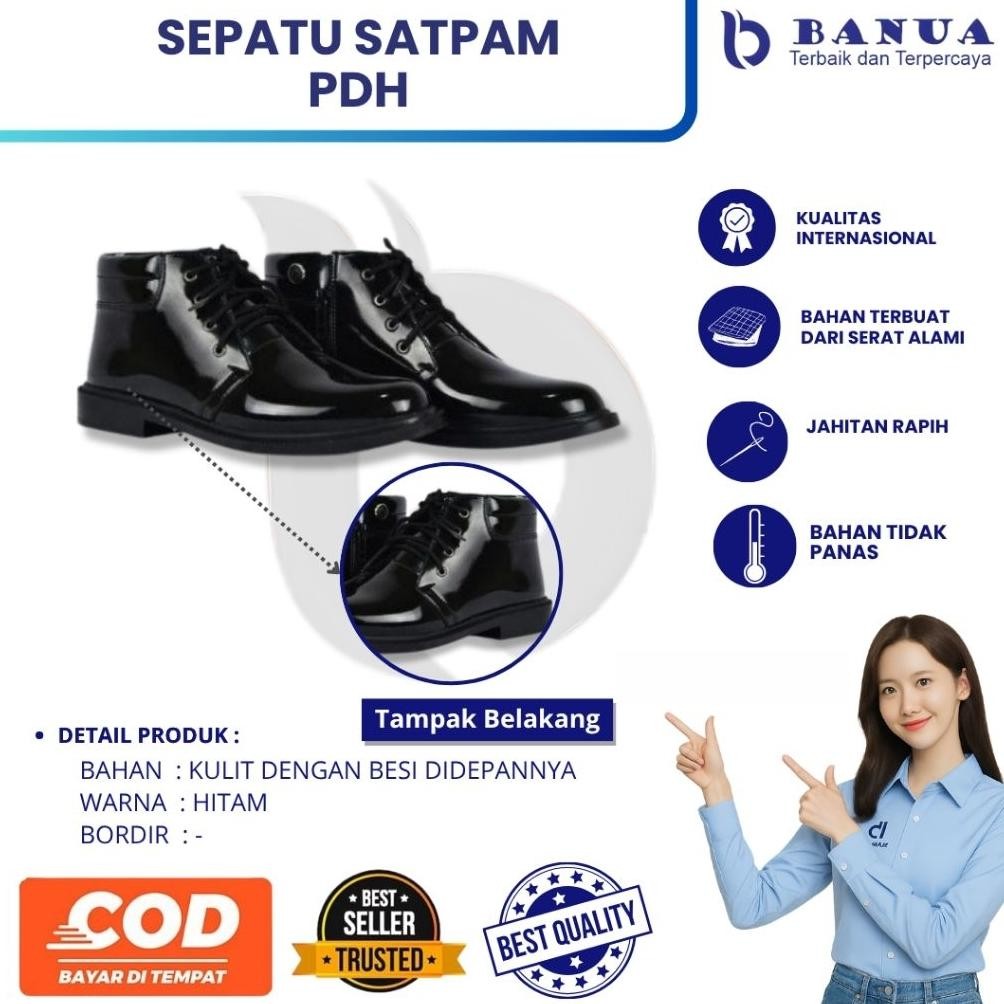 Sepatu Satpam PDH || Sepatu PDH 100% Asli Kulit || Sepatu Satpam || Sepatu PDH Satpam Pantofel Pria