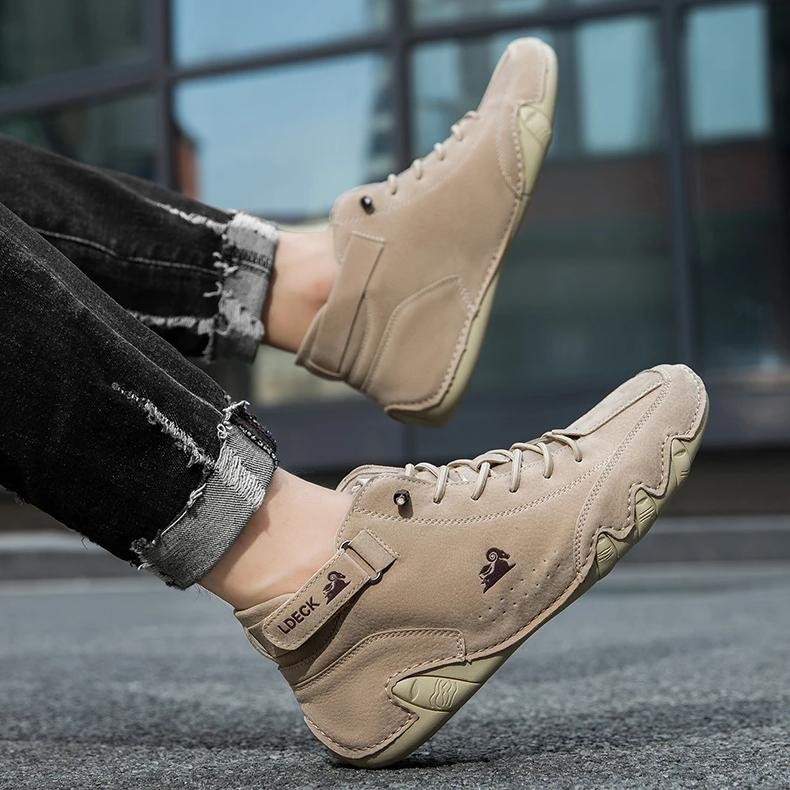 Men'S Italian Handmade Chukka Boots Adjustable Non-Slip Outdoor Casual Walking Sneakers Leather Driv