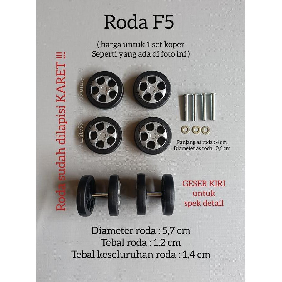 .........] roda koper pengganti double wheel roda koper 360 roda koper travel  F5