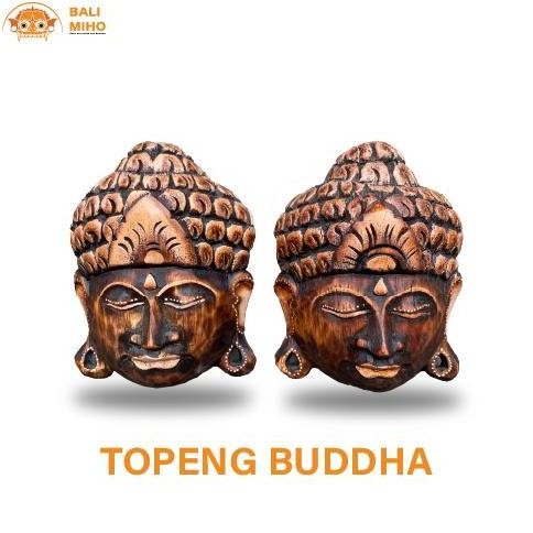 ] Dekorasi Dinding Patung Kepala Buddha 15 cm -Patung Kepala Buddha Kayu