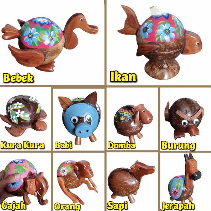 @#@#@#] Celengan Batok Kelapa Motif Binatang/Celengan Babi/Celengan Kelapa