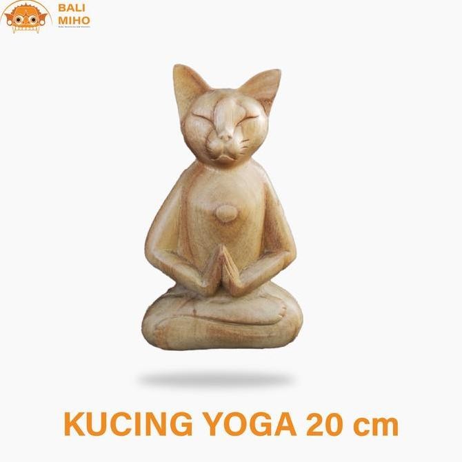 """] PATUNG KUCING YOGA KAYU/PATUNG KUCING MEDITASI/PATUNG KUCING