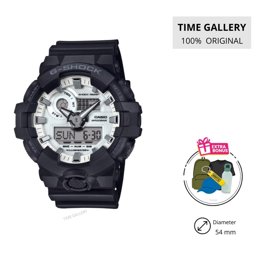G-Shock GA-700WD-1ADR Jam Tangan Pria Digital Analog Hitam dan Putih Mengilap